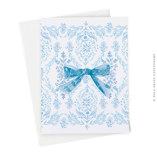 Painted Blue Bow Greeting Card