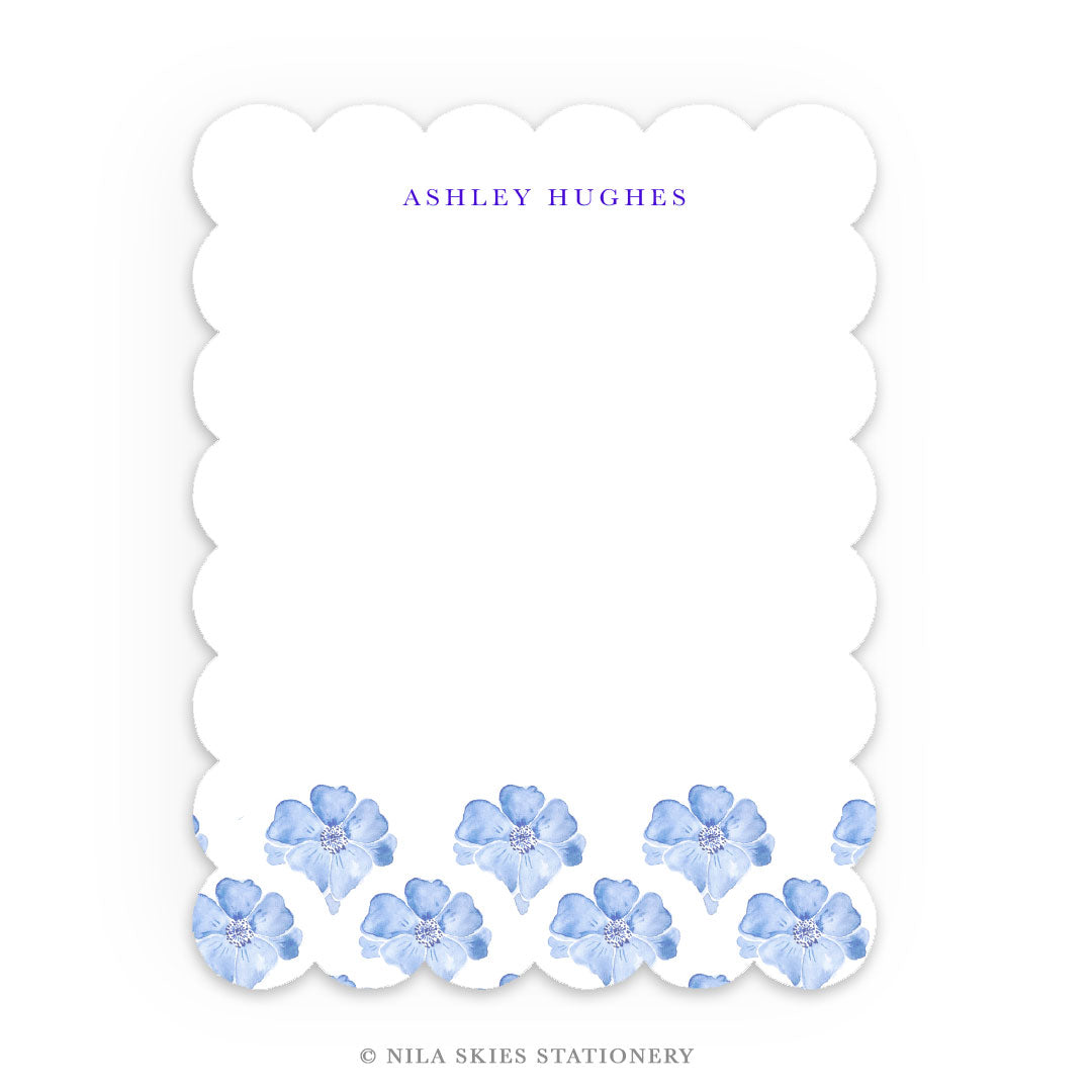 Personalizable Flower Cloud Scalloped Notecards - Set of 10