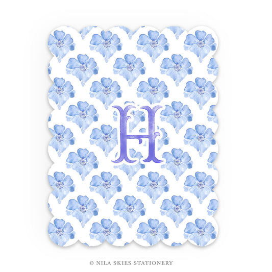 Personalizable Flower Cloud Scalloped Notecards - Set of 10