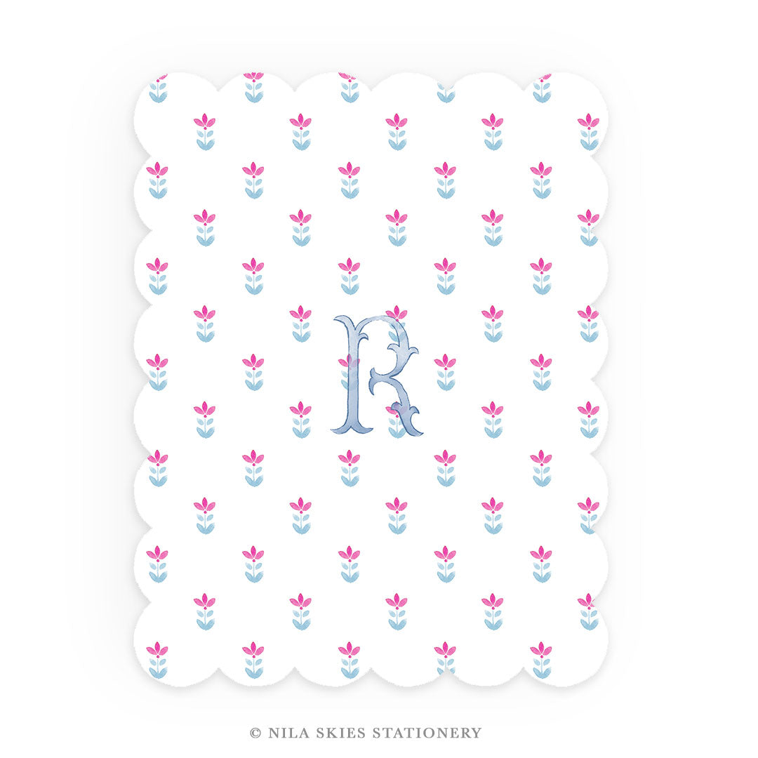 Personalizable Little Flower Scalloped Notecards - Set of 10