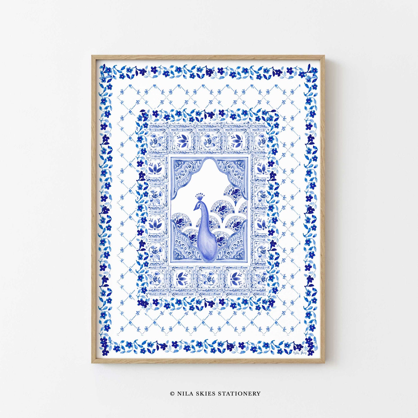 Peacock in Royal Blue Art Print