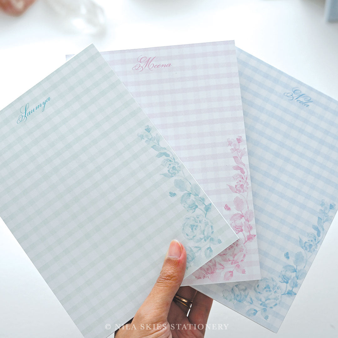 Personalizable Blue Plaid Notepad