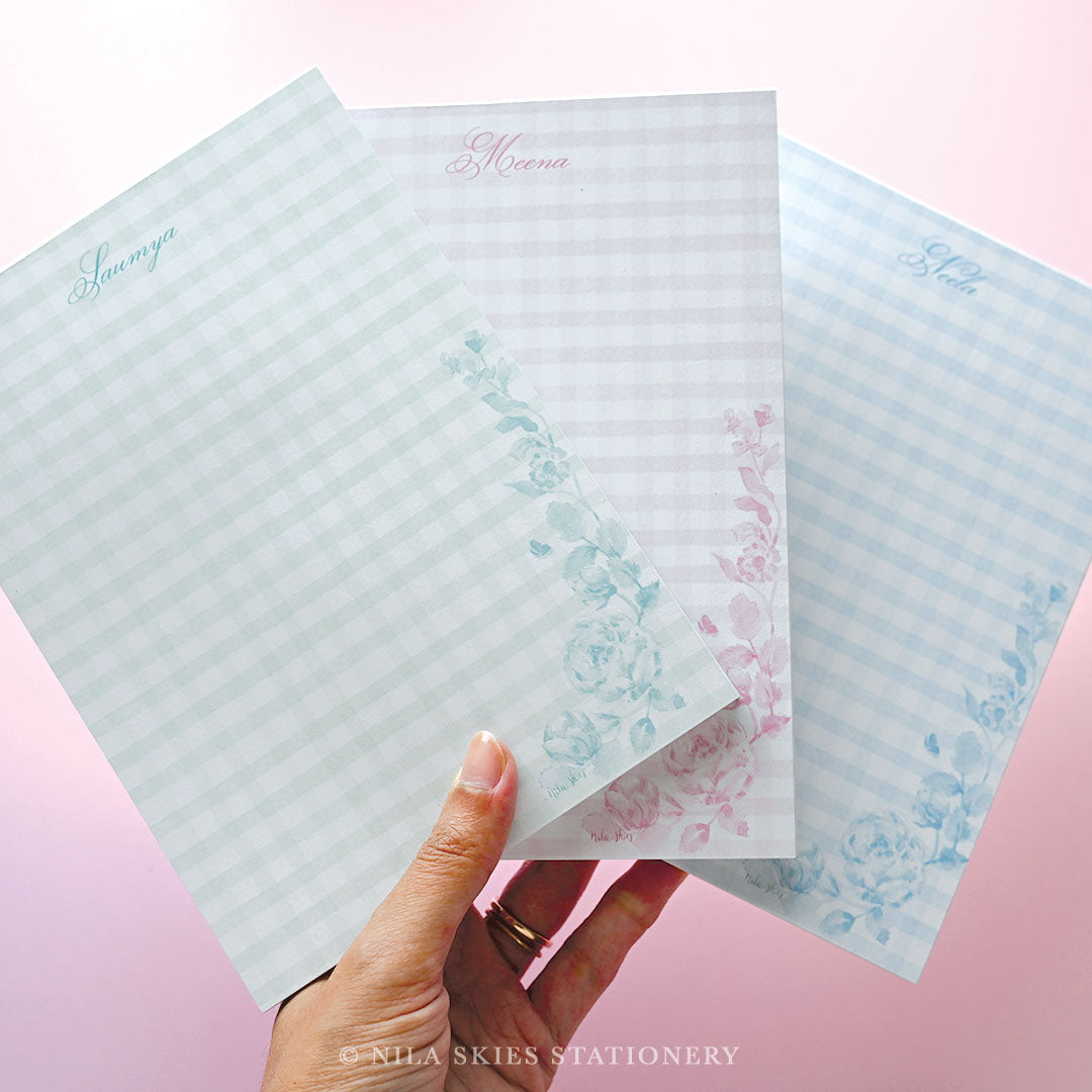 Personalizable Pink Plaid Notepad