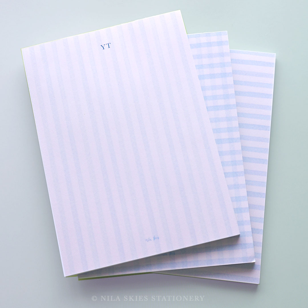 Personalizable Classic Blue Stripes Notepad
