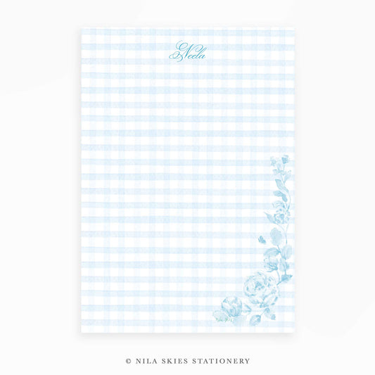 Personalizable Blue Plaid Notepad