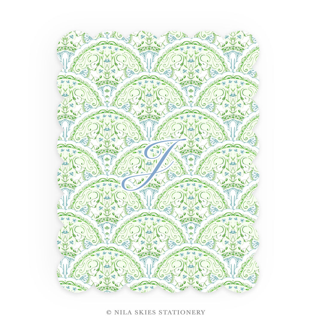 Personalizable Lucky Elephant Scalloped Notecards - Set of 10