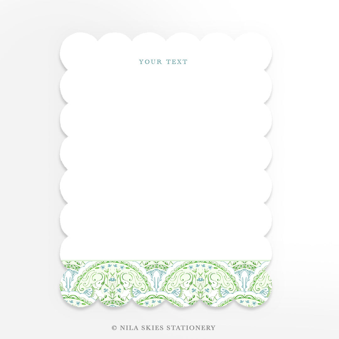 Personalizable Lucky Elephant Scalloped Notecards - Set of 10