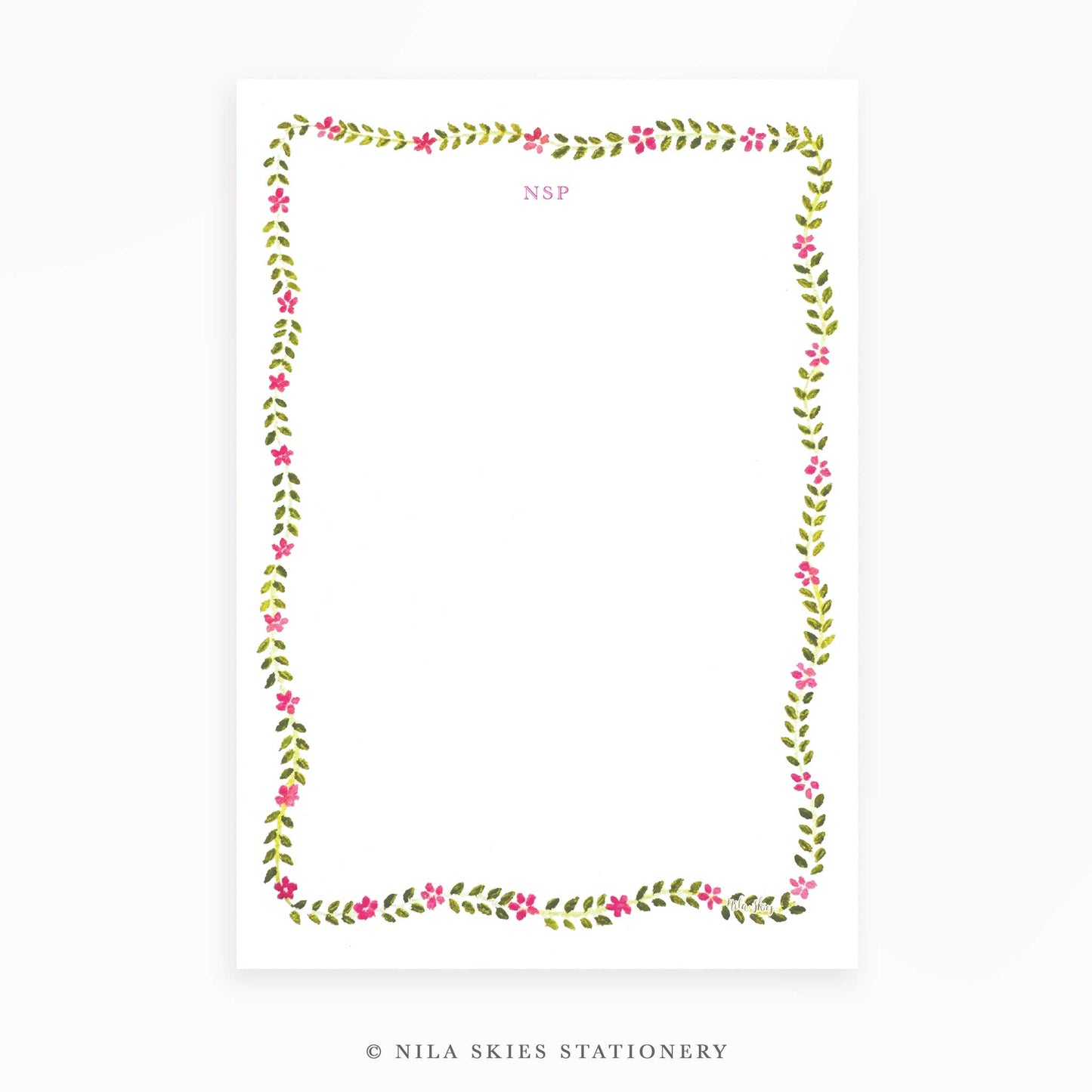 Personalizable Flower Garland Border Notepad