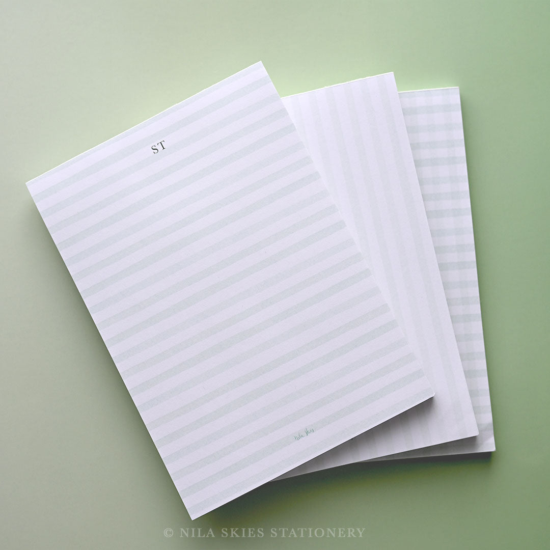 Personalizable Classic Green Stripes Notepads
