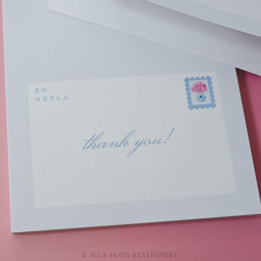 Personalizable Peony Thank You Notepad