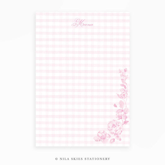 Personalizable Pink Plaid Notepad