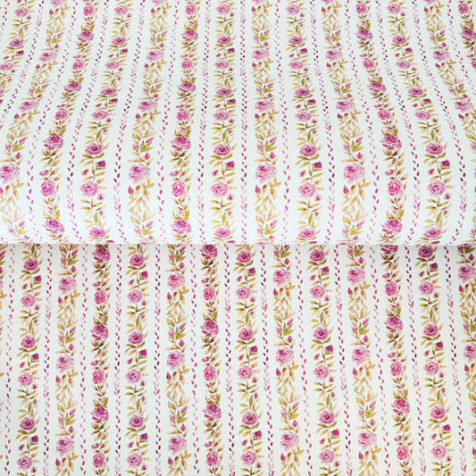 Floral Stripes Wrapping Paper Sheet