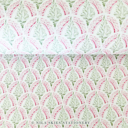 Scalloped Holiday Trees Wrapping Paper Sheet