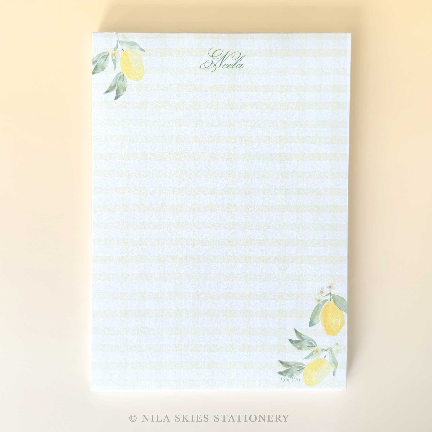 Personalizable Yellow Plaid Notepad