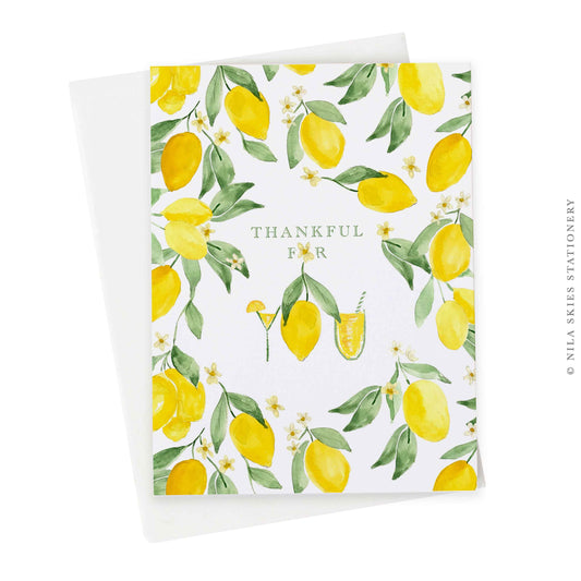 Lemon Print "Thankful for You" Greeting Card