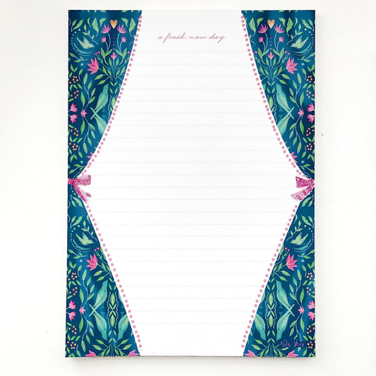 Navy and Pink Print Lined Notepad