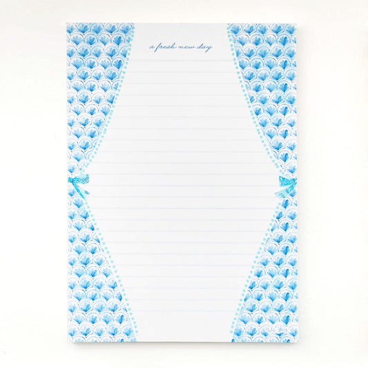 Blue and White Scallops Lined Notepad