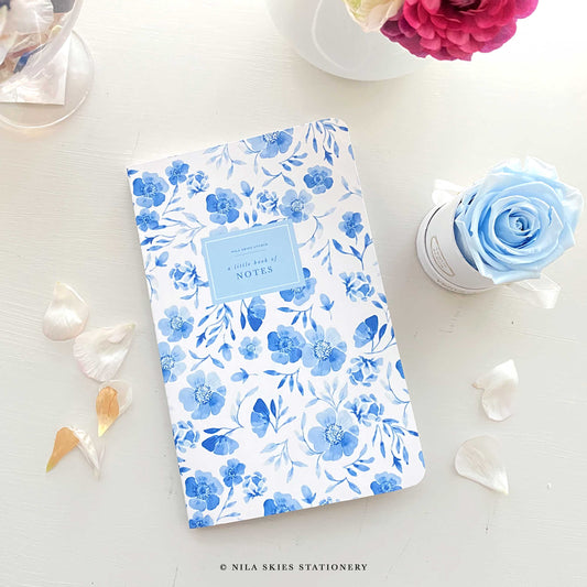 Blue Watercolor Floral Notebook