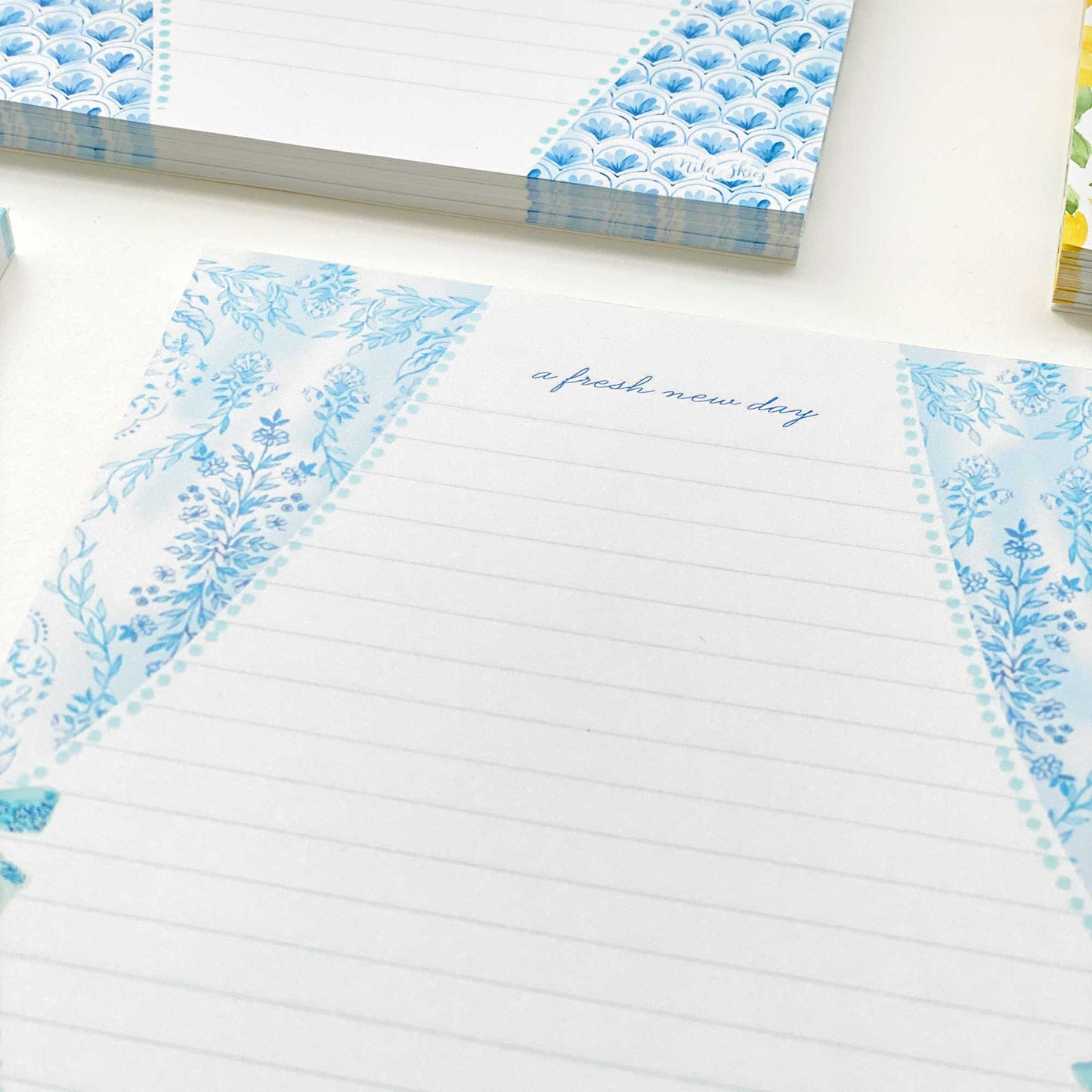 Delicate Blue Lace Lined Notepad