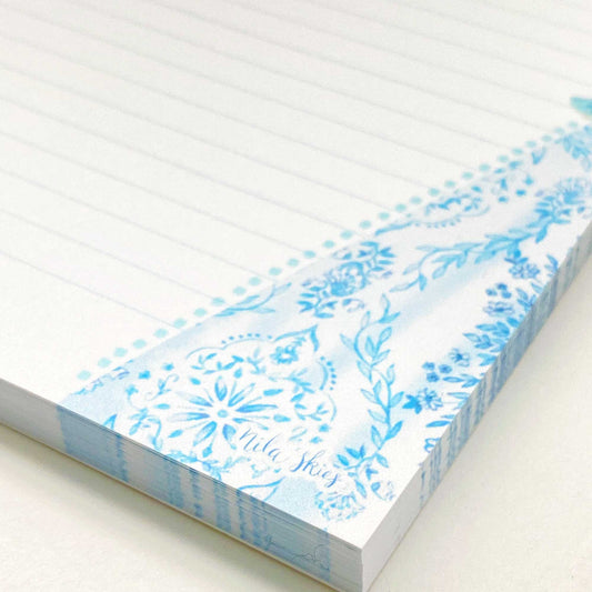 Delicate Blue Lace Lined Notepad