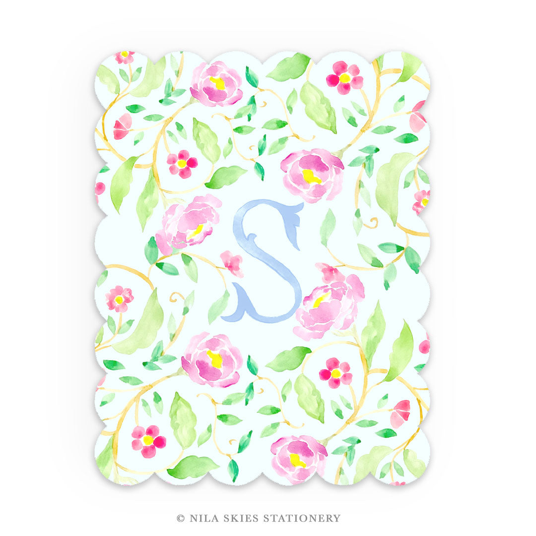 Personalizable Flower Garden Scalloped Notecards - Set of 10