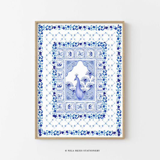 Peacock in Royal Blue Art Print