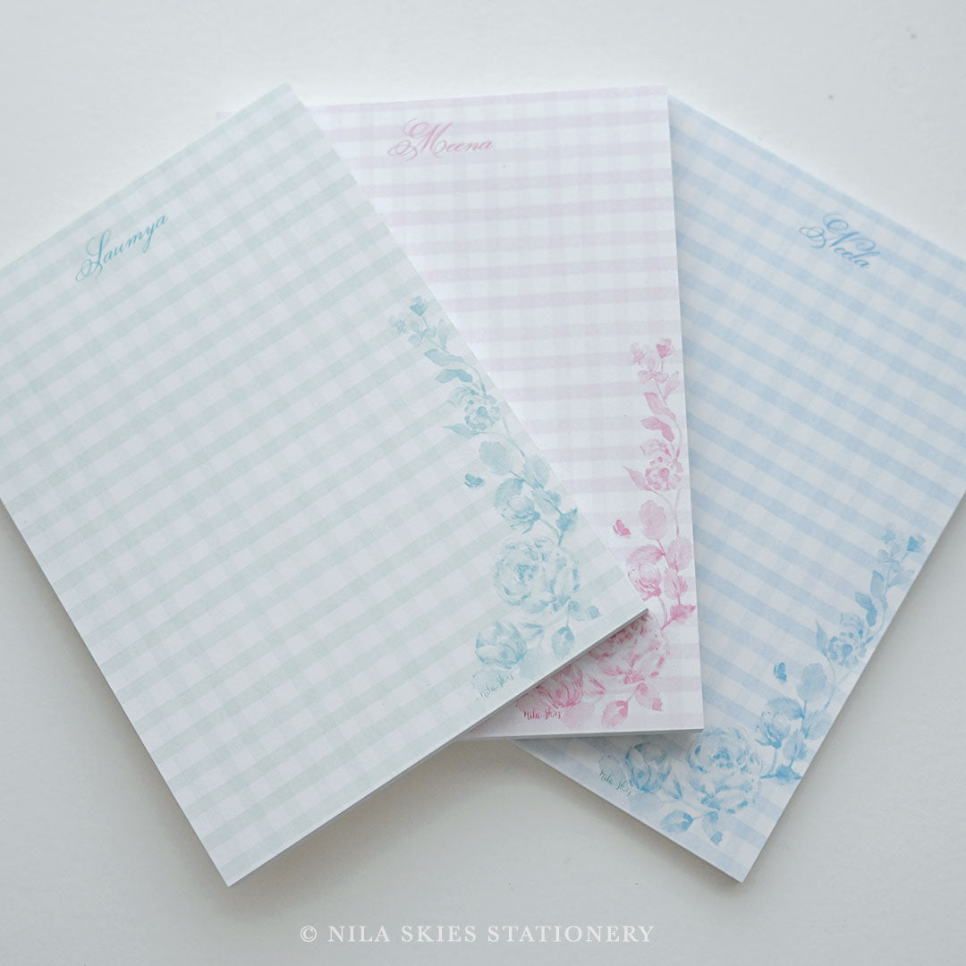 Personalizable Blue Plaid Notepad