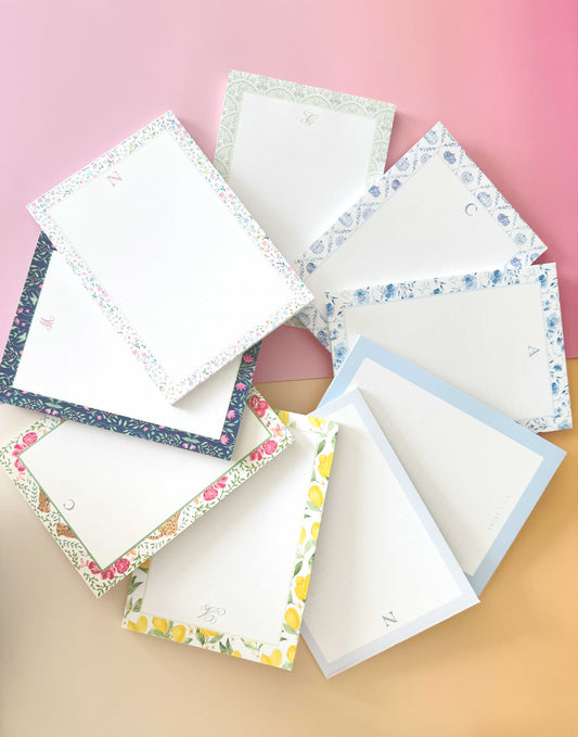 Personalizable Multicolor Floral Border Notepad