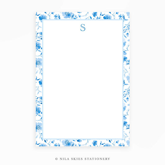 Personalizable Blue Floral Border Notepad