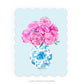Personalizable Pink Peony in Vase Scalloped Notecards