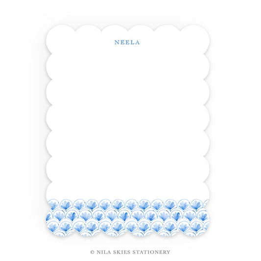 Personalizable Pink Peony in Vase Scalloped Notecards