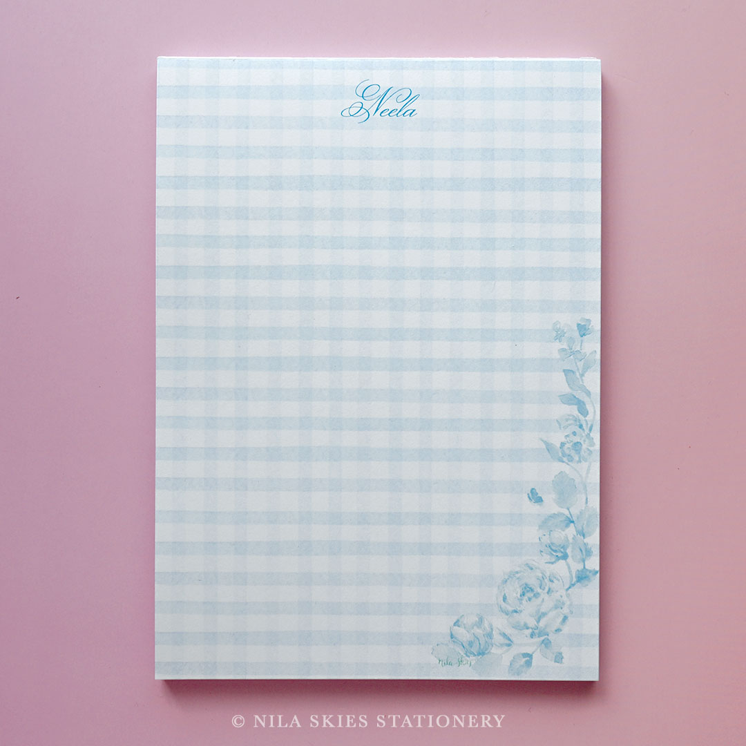 Personalizable Blue Plaid Notepad