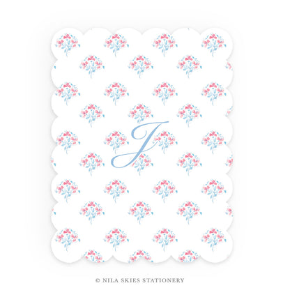 Personalizable Soft Floral Scalloped Notecards - Set of 10