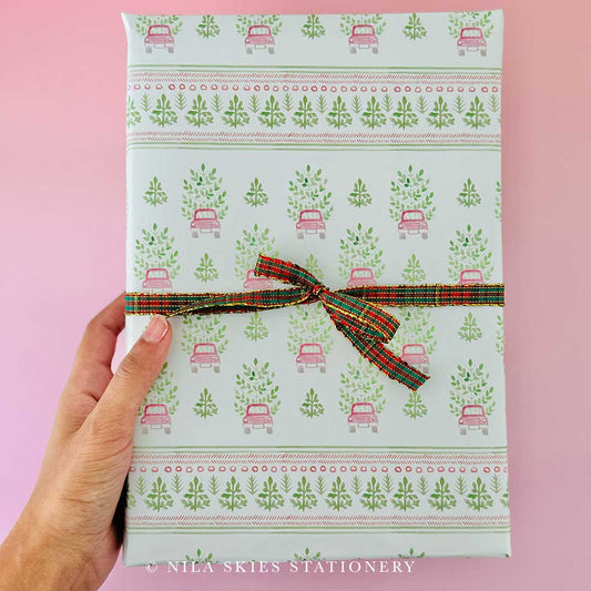 Holiday Red Truck Wrapping Paper Sheet