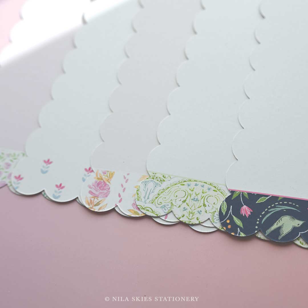 Personalizable Lucky Elephant Scalloped Notecards - Set of 10