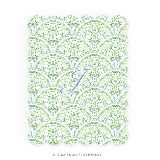 Personalizable Lucky Elephant Scalloped Notecards - Set of 10