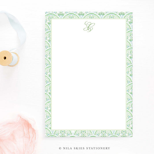 Personalizable Green Scalloped Border Notepad