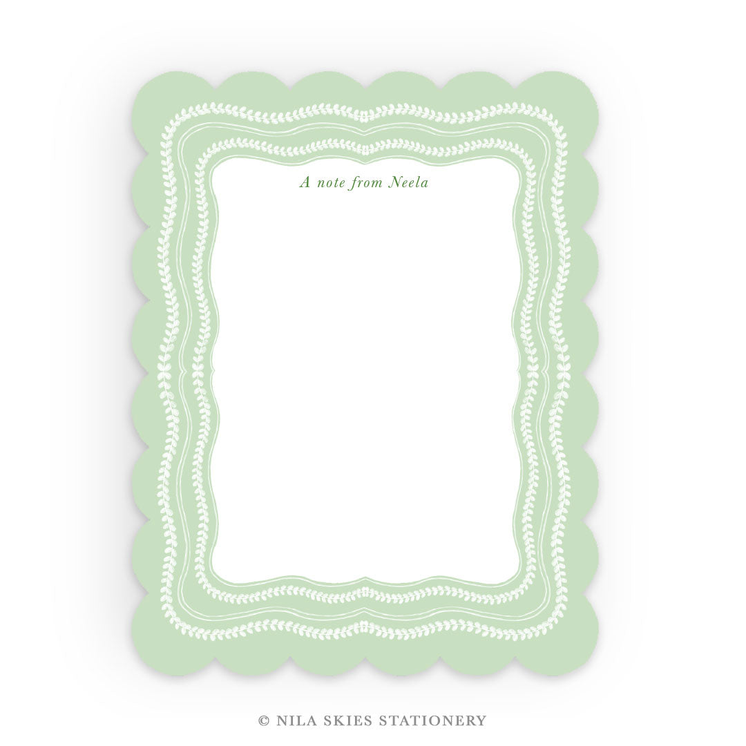 Personalizable "Yellow Flowers" Scalloped Notecards  - Set of 10