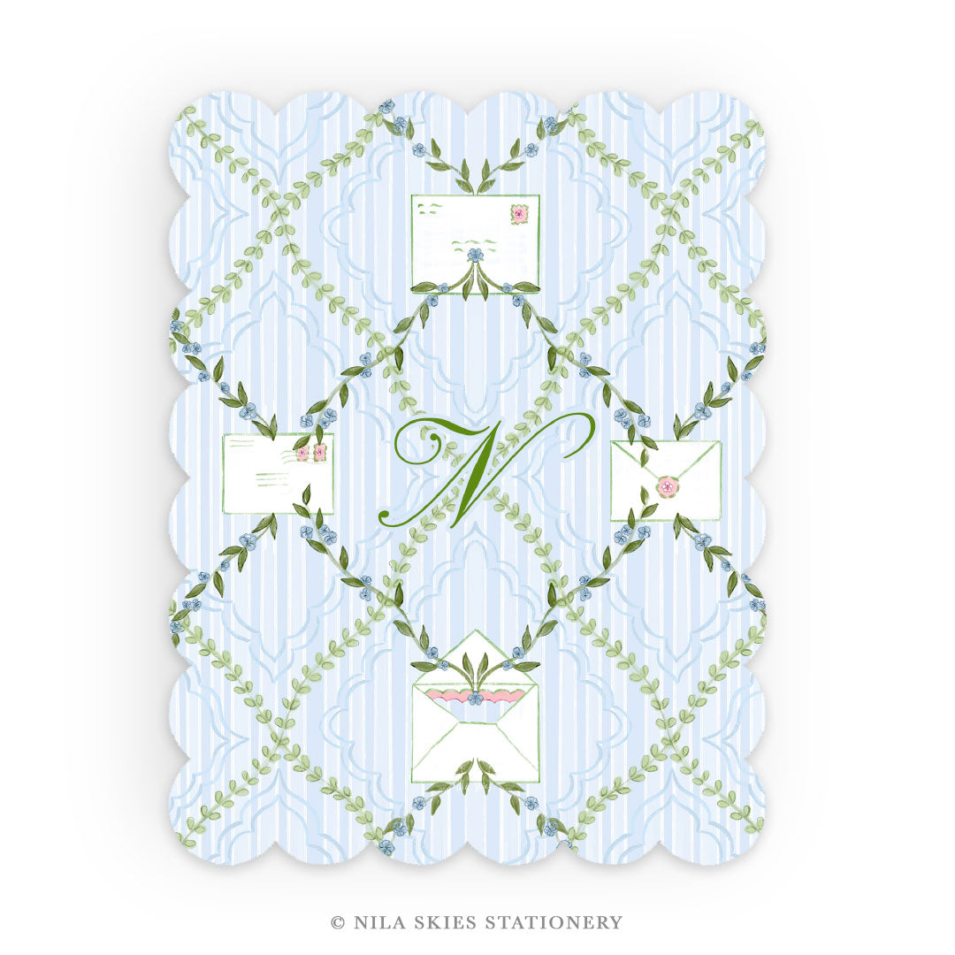 Personalizable "Envelope Vines" Scalloped Notecards  - Set of 10