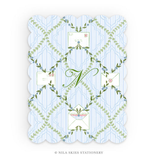 Personalizable "Envelope Vines" Scalloped Notecards  - Set of 10