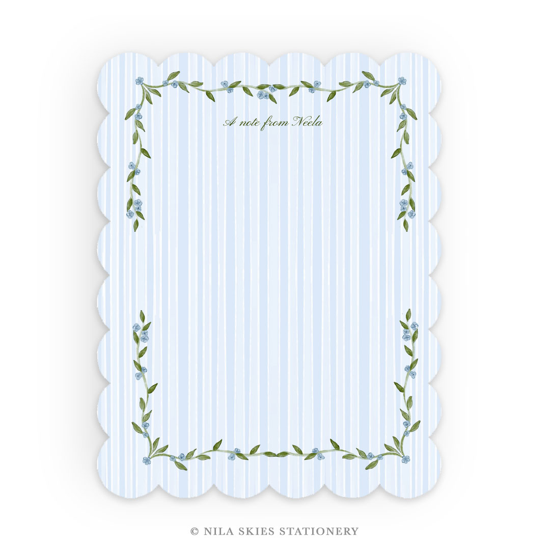 Personalizable "Envelope Vines" Scalloped Notecards  - Set of 10