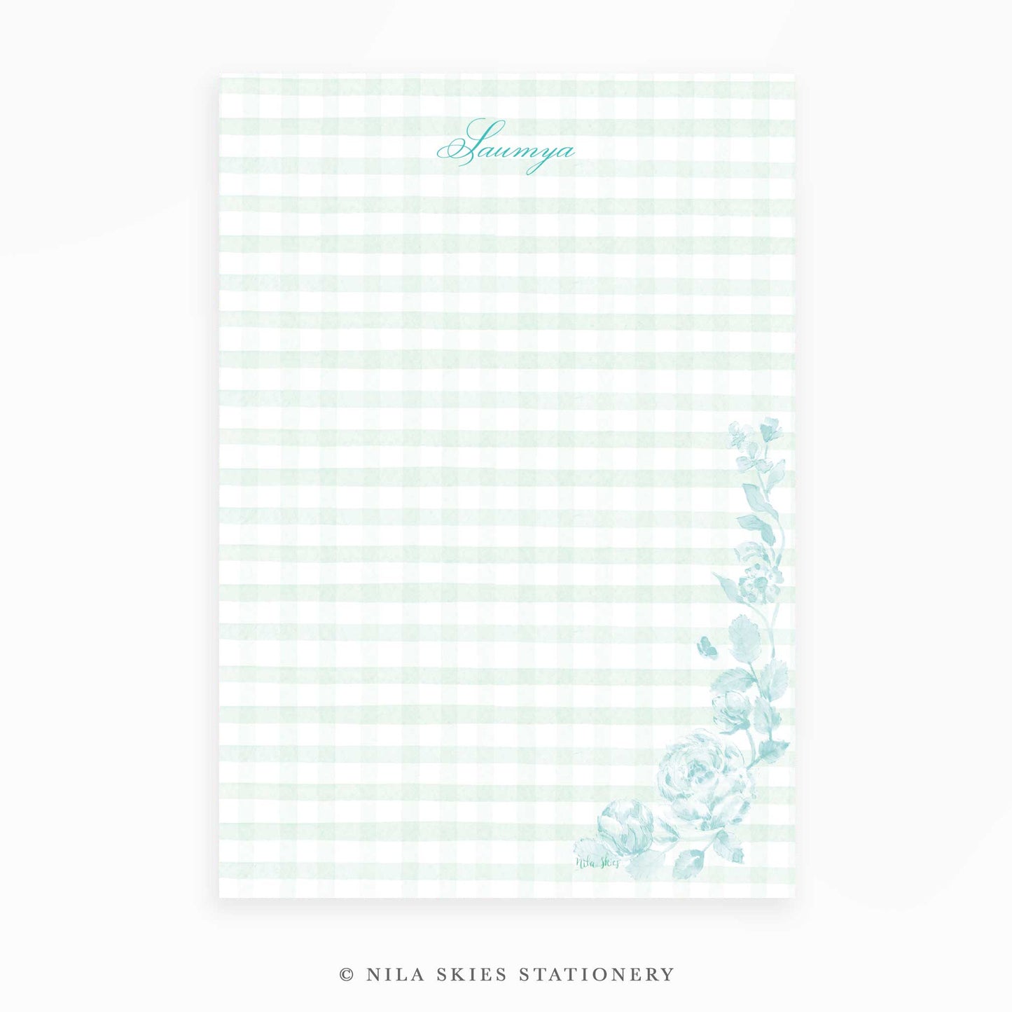 Personalizable Green Plaid Notepad