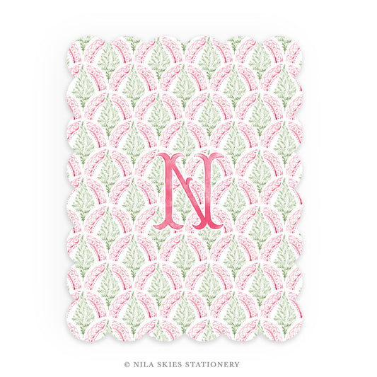 Personalizable Holiday Trees Scalloped Notecards - Set of 10