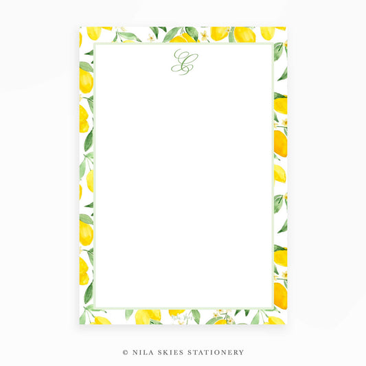 Personalizable Lemon Border Notepad