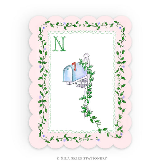 Personalizable Mailbox Scalloped Notecards  - Set of 10