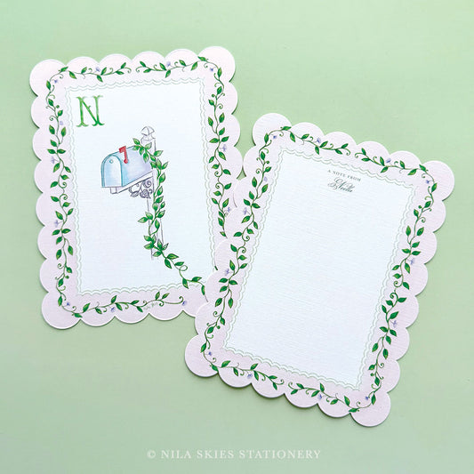 Personalizable Mailbox Scalloped Notecards  - Set of 10
