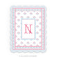 Personalizable Red and Blue Border Floral Scalloped Notecards