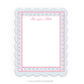 Personalizable Red and Blue Border Floral Scalloped Notecards