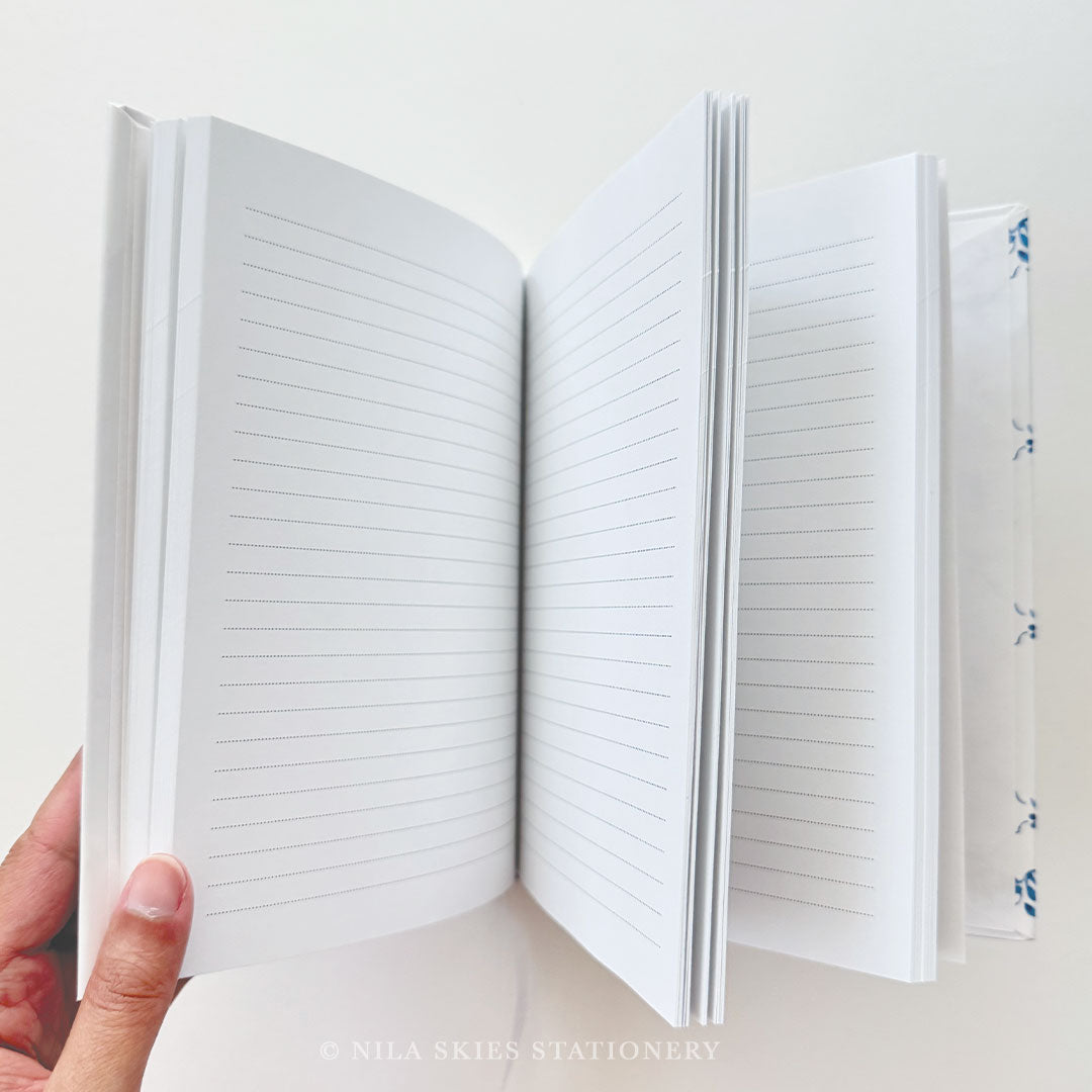 Blue and White Personalizable Hardcover Journal