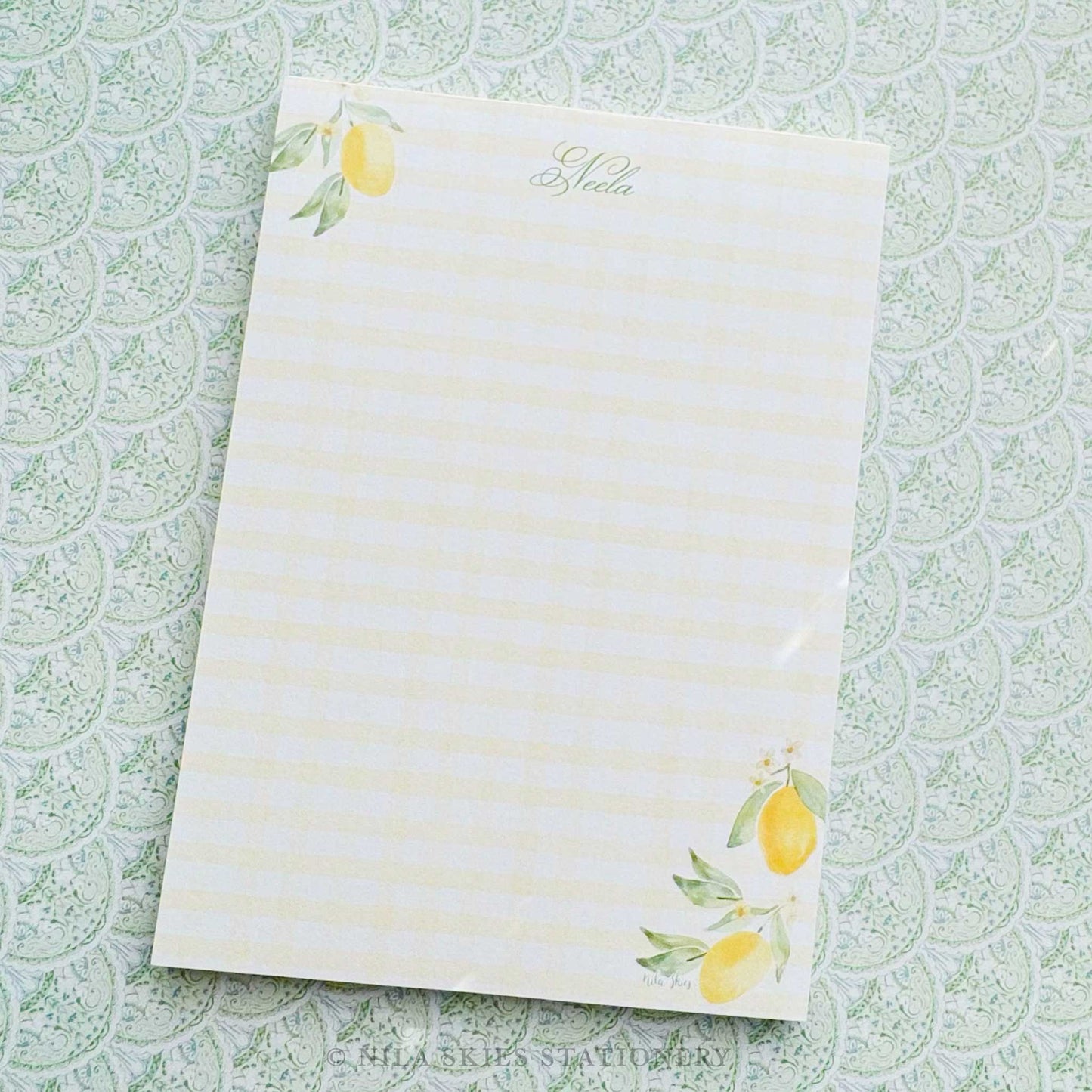 Personalizable Yellow Plaid Notepad